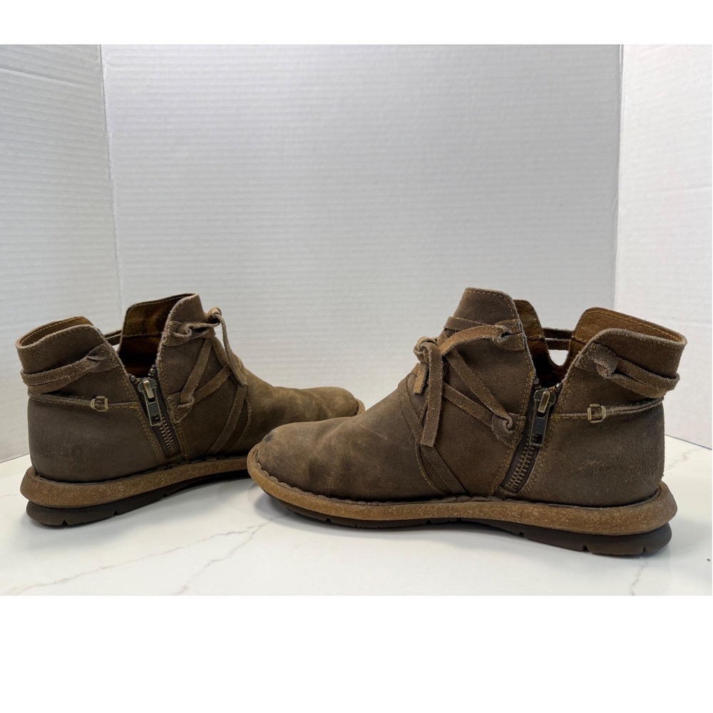 Born Brown Tarkiln Suede Lace Wrap Ankle Boots Side Zip F59122 Womens 7.5 - Picture 3 of 7